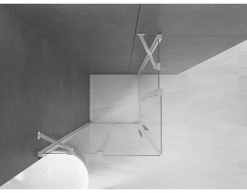 Mexen Velar Duo, sprchový kút s posuvnými dverami 80(dvere) x 80(dvere) cm, 8mm číre sklo, chrómový profil, 871-080-080-02-01
