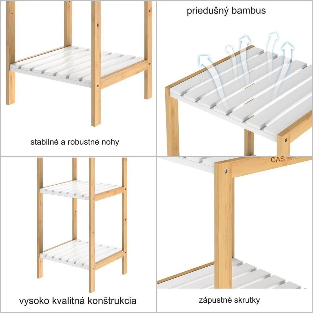 InternetovaZahrada Bambusová polica 110x33x34cm - biela