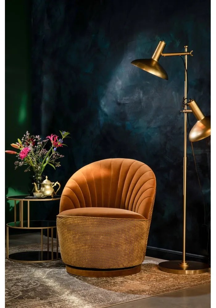 Hnedé zamatové kreslo Dutchbone Madison