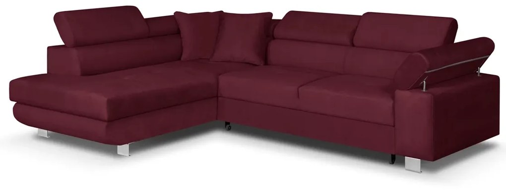 Rohová sedacia súprava s funkciou spania FREDO ľavá Červená