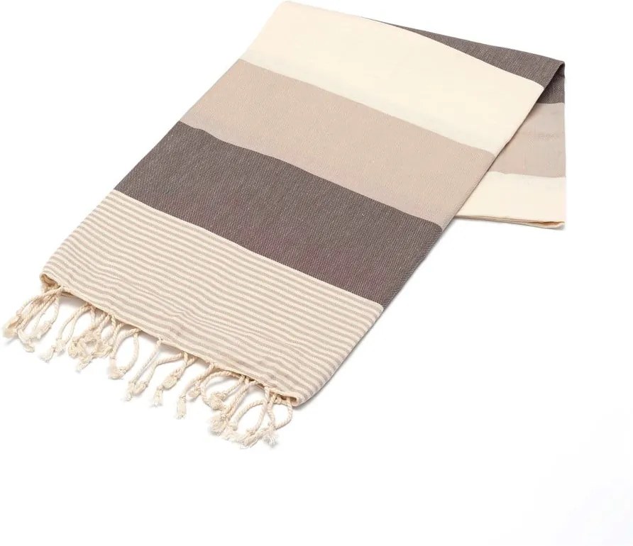Béžovo-hnedý uterák, 180 x 100 cm
