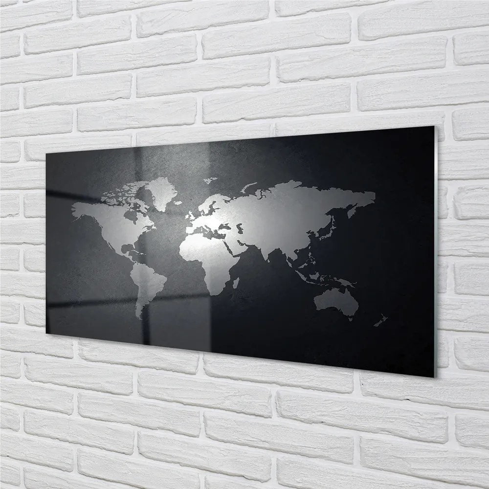 Nástenný panel  Čiernom pozadí White mapa 120x60 cm