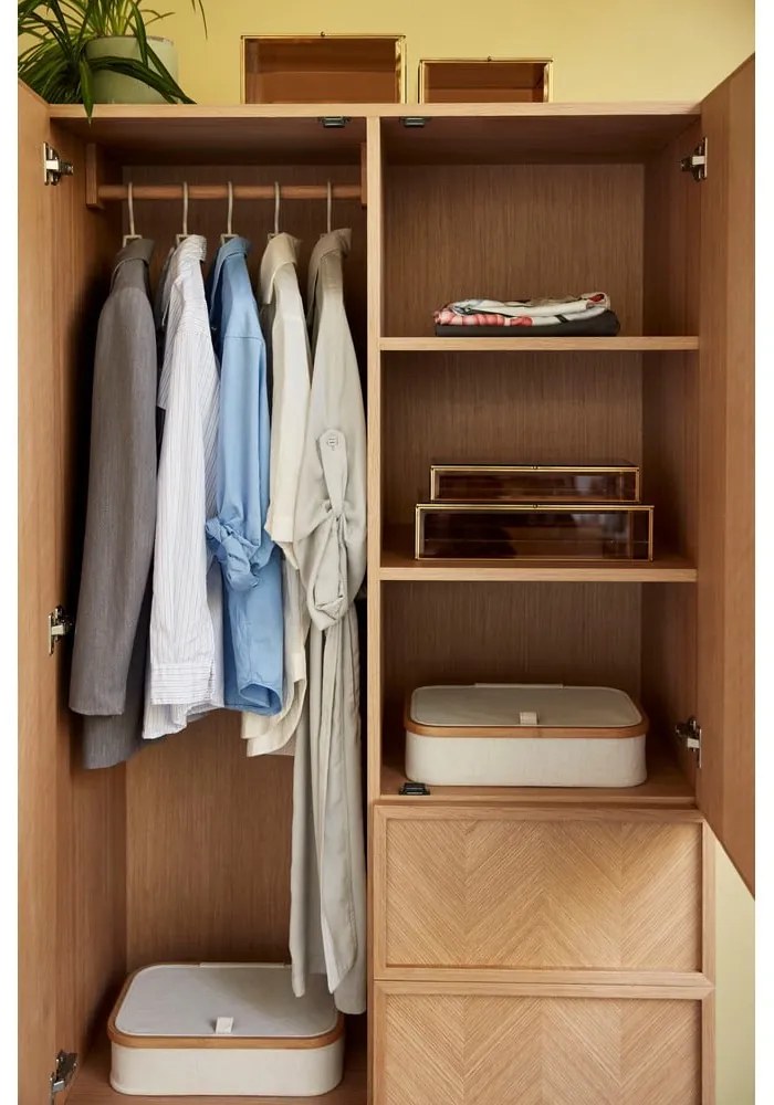 Súprava 2 béžových textilných organizérov Hübsch Bamboo