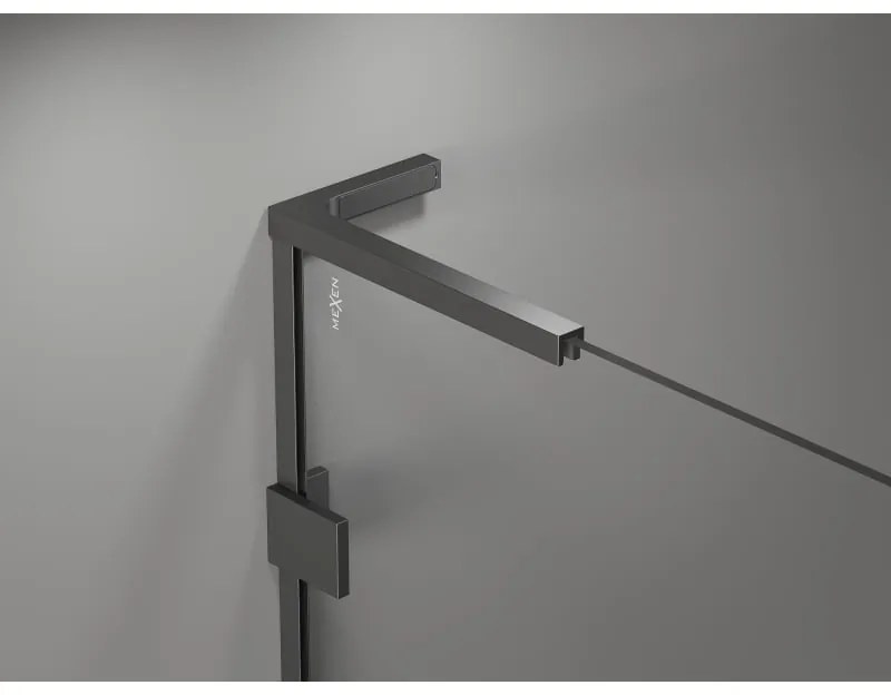 Mexen Lunar-F L, 1-krídlový sprchový kút so skladacími dverami, pravý, 90 x 80 cm, 8mm číre sklo, grafitový profil, 836L-090-080-95-00-P