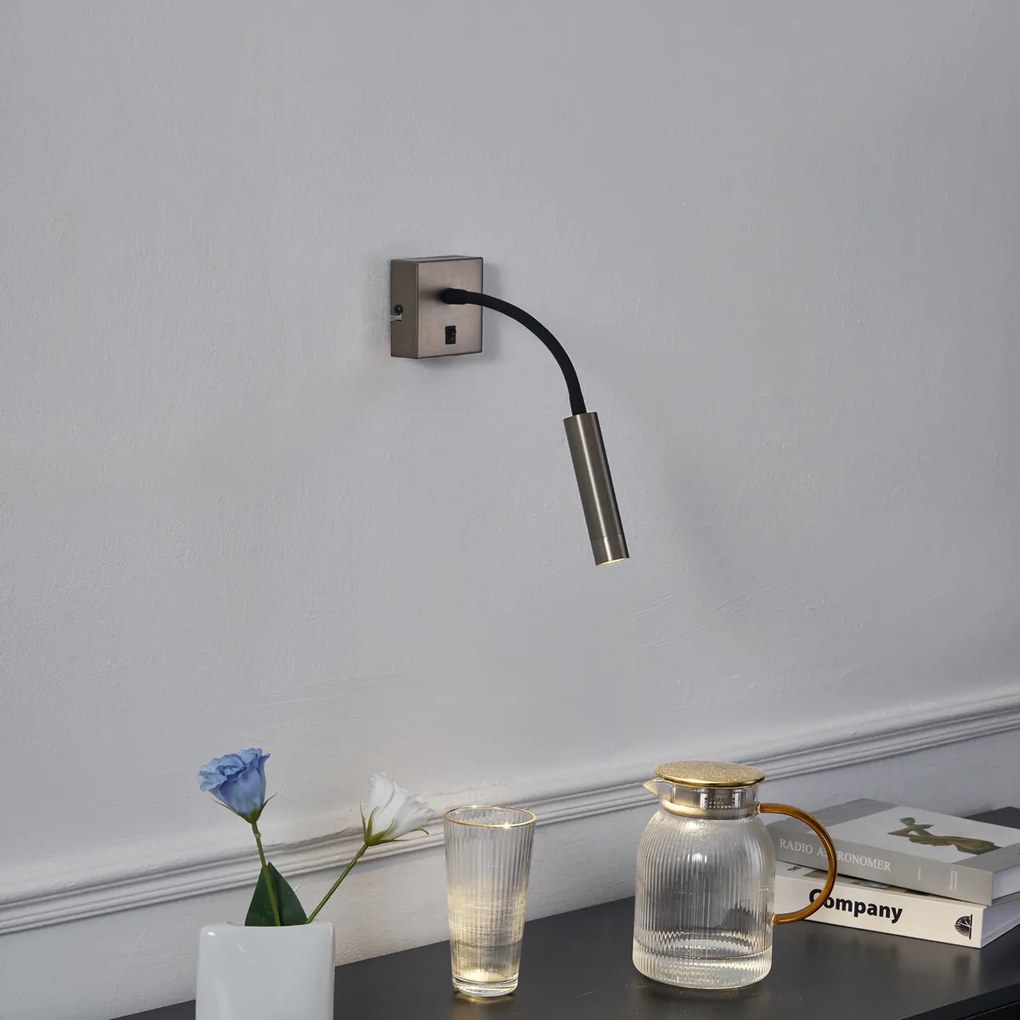 Moderné nástenné svietidlo Gunmetal s portom USB-C - Gosna