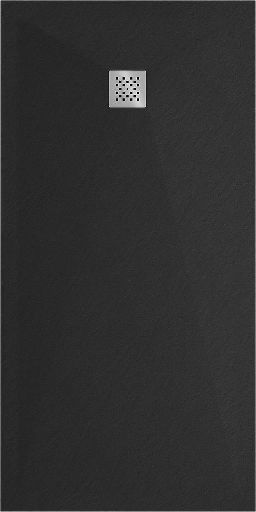 Mexen Stone+, obdĺžniková vanička z minerálneho kompozitu 180 x 70 cm, čierna matná, 44707018