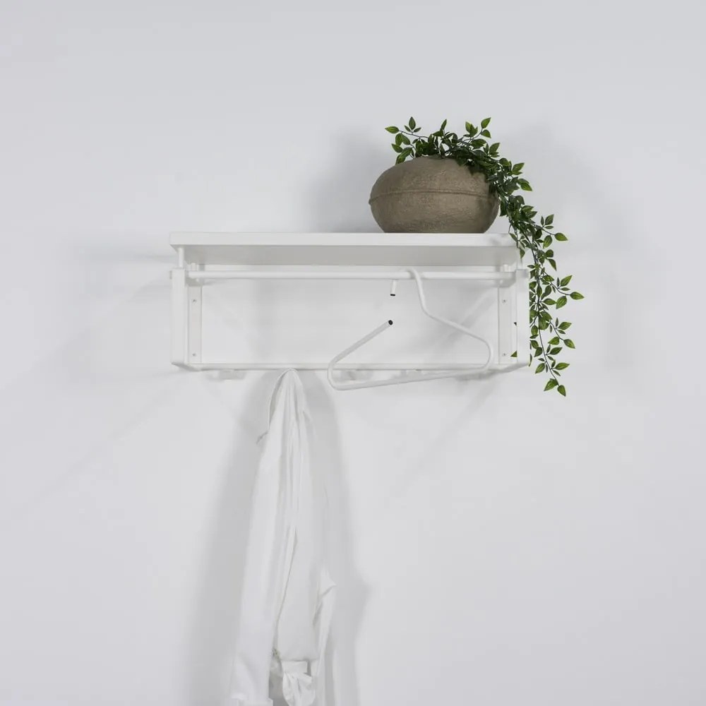 Biely kovový nástenný vešiak s poličkou 70 cm Rex – Spinder Design