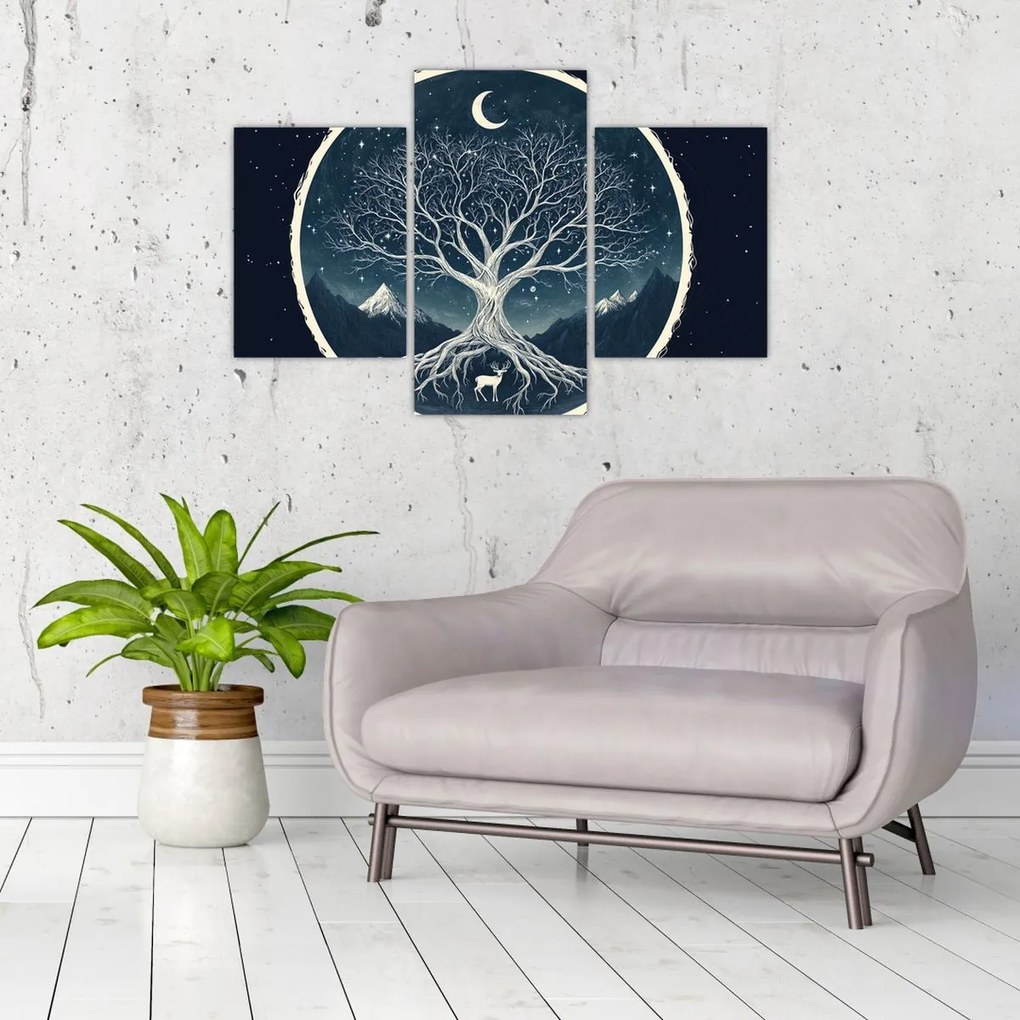 Obraz – Magický strom s jeleňom II. (90x60 cm)