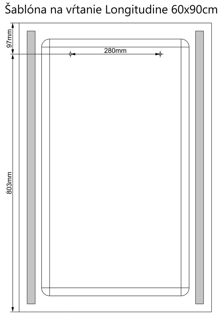 LED zrkadlo Longitudine 60x90cm neutrálna biela - diaľkový ovládač Farba diaľkového ovládača: Čierna