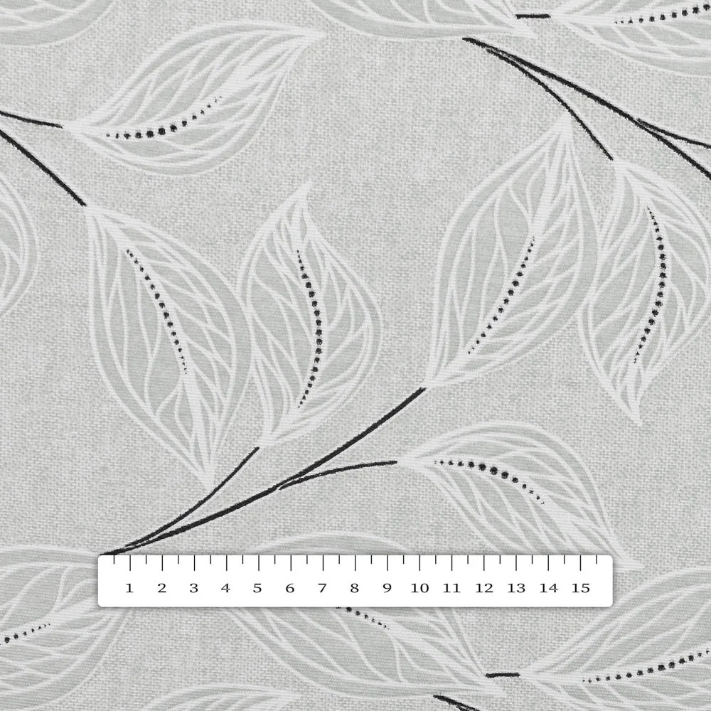 Biante Dekoračný záves Leona LN-165 Popínavé lístky na sivom - šírka 270 cm 270x170 cm