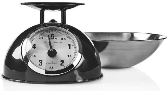 Nedis KASC110BK - Retro kuchynská váha s miskou čierna