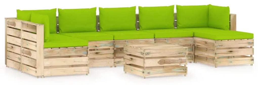8-dielna záhradná sedacia súprava s podložkami zelené impregnované drevo