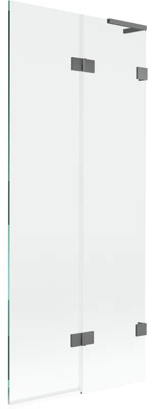 Mexen Lunar L, 2-krídlová vaňová zástena pravá 80 x 150 cm, číre sklo, grafitová, 897L-080-100-95-00-P