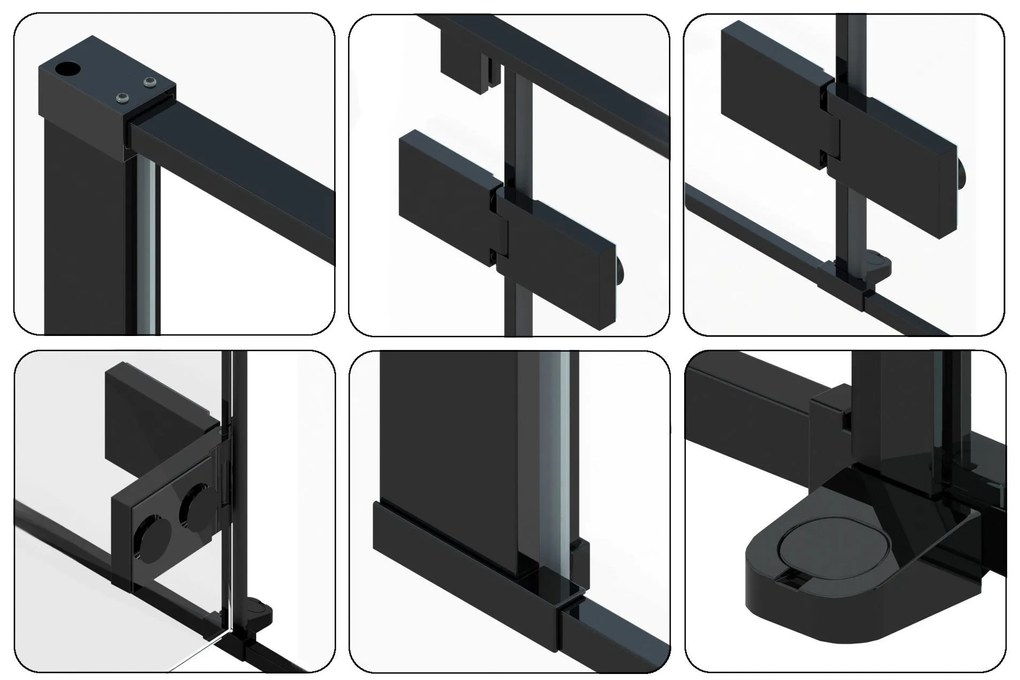 Rea Fargo Black, sprchový kút s krídlovými dverami 100 (dvere) x 80 (stena) x 195 cm, 6mm číre sklo, čierny profil, REA-K6950