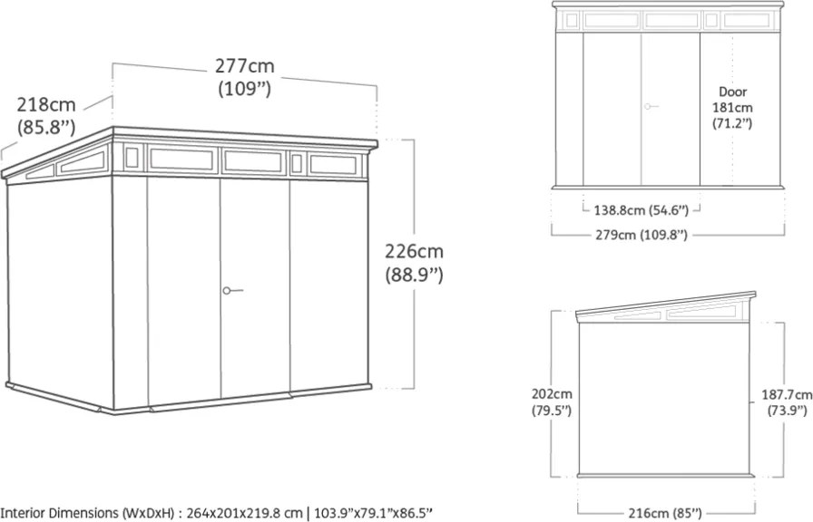 PENT Signature HORIZONTAL WALNUT záhradný domček 9x7, hnedý 216x279x226