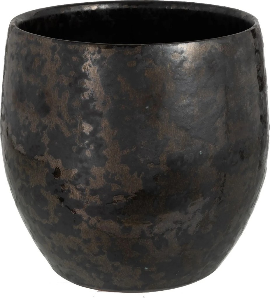 Dymovo-strieborný antik keramický kvetináč Smokey - Ø 23*21cm
