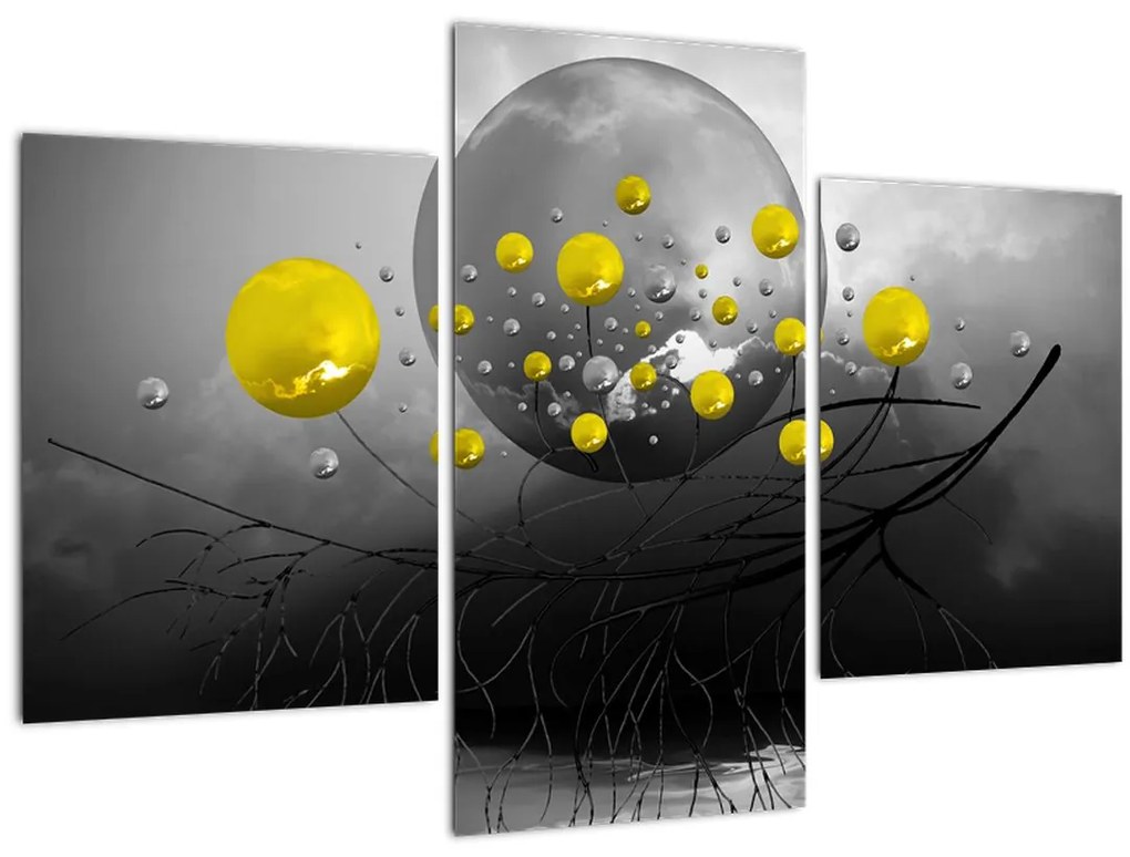 Obraz - žlté abstraktné gule (90x60 cm)