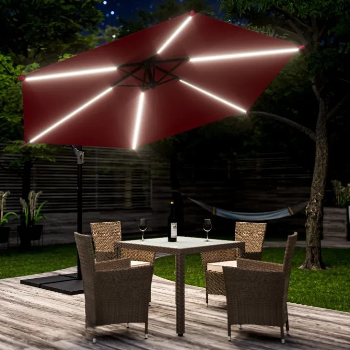InternetovaZahrada LED slnečník Mali Ø350 cm - červený