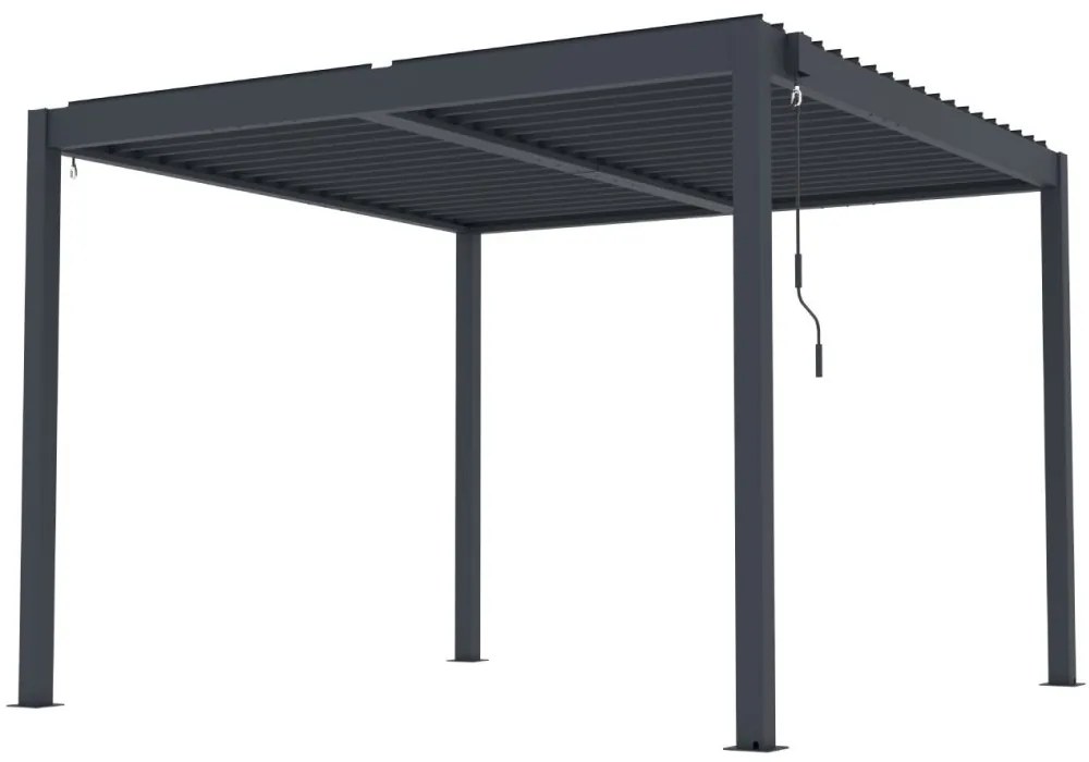 ZÁHRADNÉ KOMBO bioklimatická pergola s lamelami BestBerg BBP-9G + záhradný jedálenský set 4+1 BestBerg BBGF-62BK