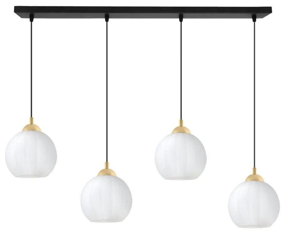 Závesné svietidlo Costa, 4x biele sklenené tienidlo, b/g