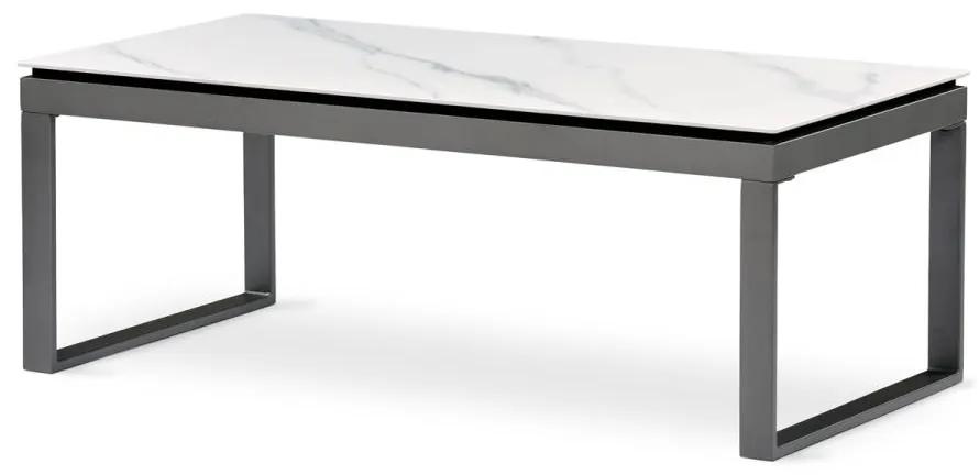 Autronic -  Konferenčný stolík AHG-284 WT 120x60 cm, biely mramor, nohy šedý kov