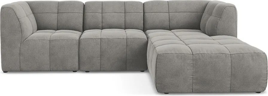 Sivá zamatová rohová pohovka (pravý roh/s leňoškou) Aloha – Makamii