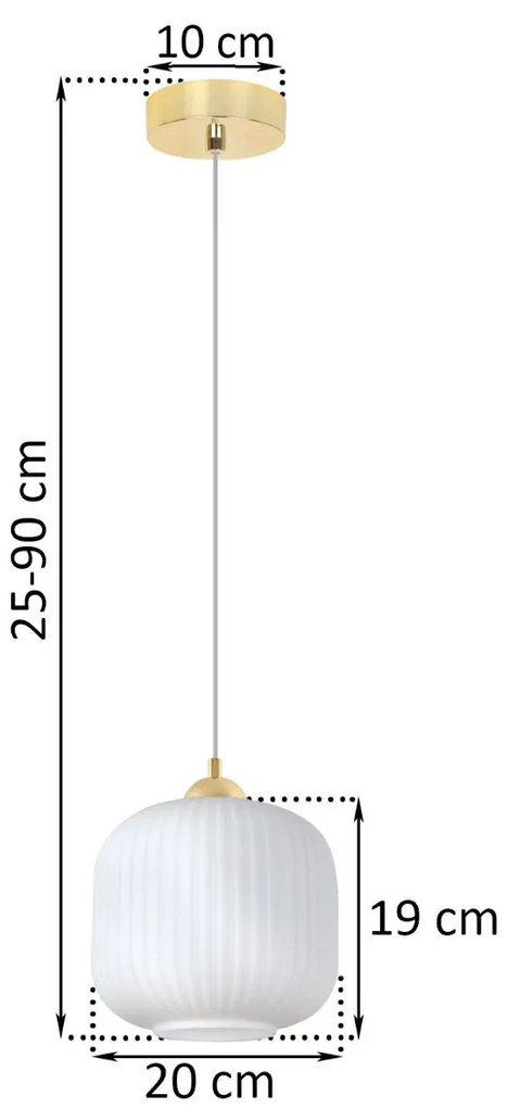 Závesné svietidlo Riffle 2, 1x biele sklenené tienidlo, g
