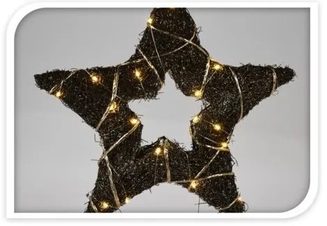 Vianočná LED hviezda Browee tmavohnedá, 30 LED 39 x 37 x 4 cm