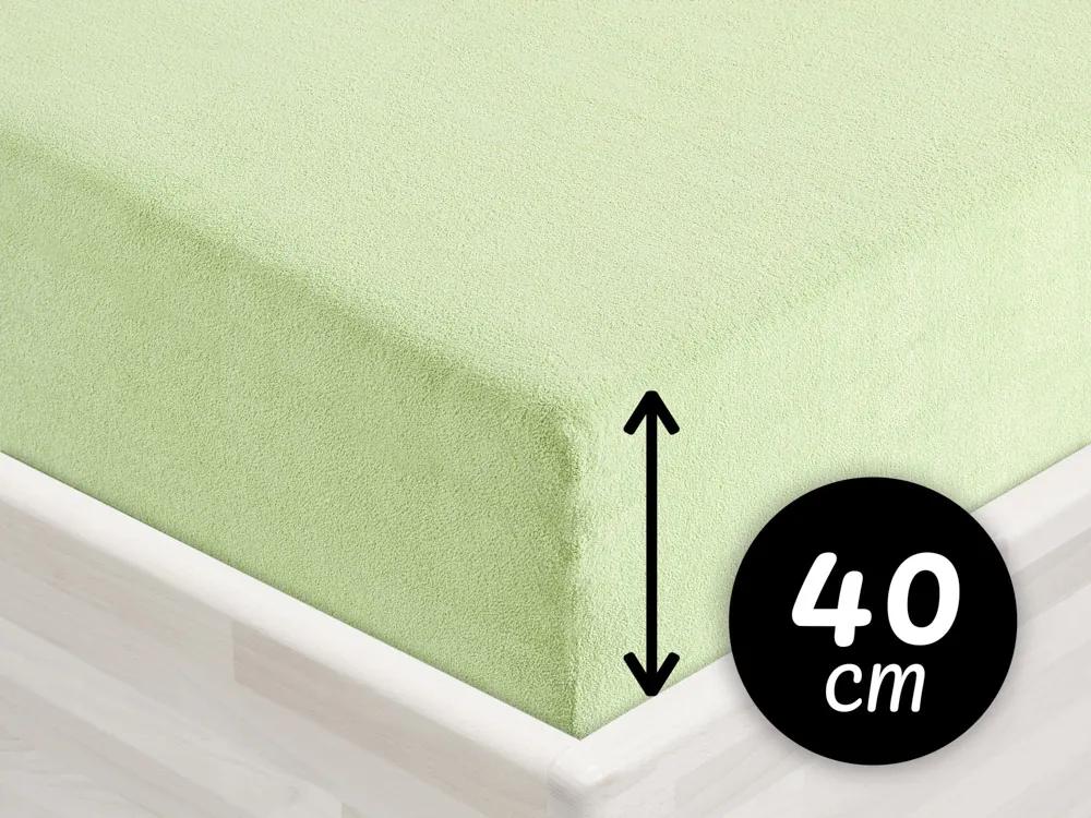 Froté napínacie prestieradlo na extra vysoký matrac FR-018 Pastelovo zelené 180 x 200 - výška 40 cm