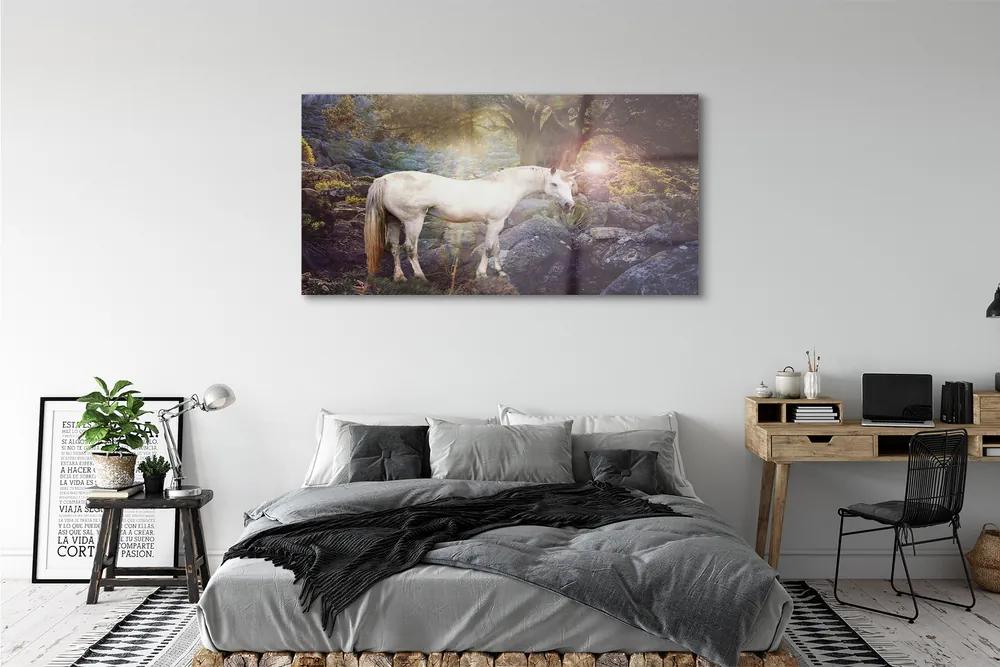 Obraz na akrylátovom skle Unicorn v lese 140x70 cm