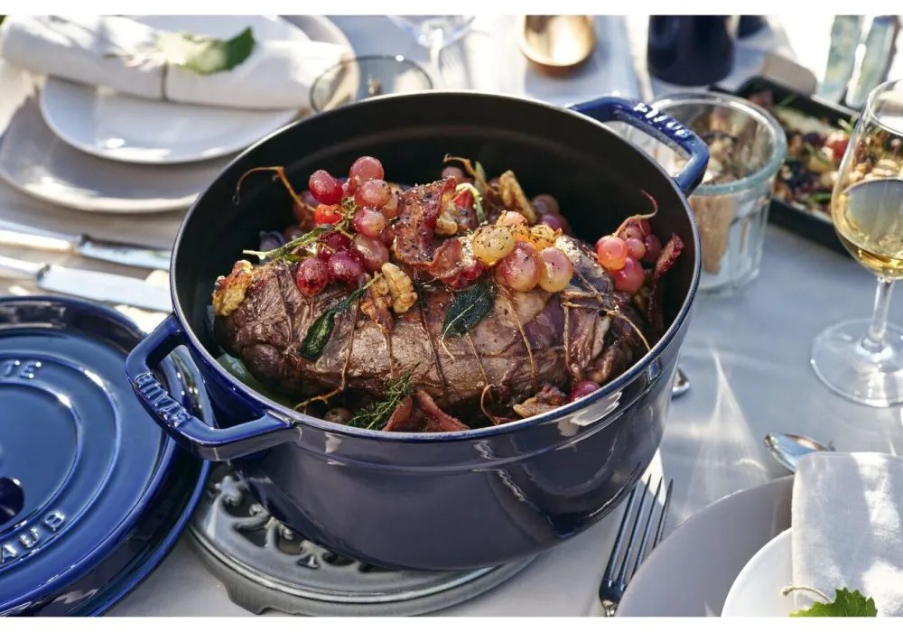 Staub Cocotte 26 cm/5,2 l tmavá okrúhla, modrá