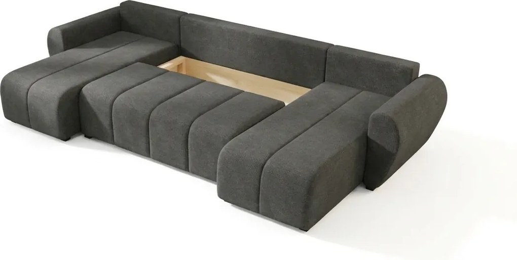 Rozkladacia obojstranná sedacia súprava do U SEVIO 311x145 cm, tmavosivá + 2 vankúšiky ZDARMA