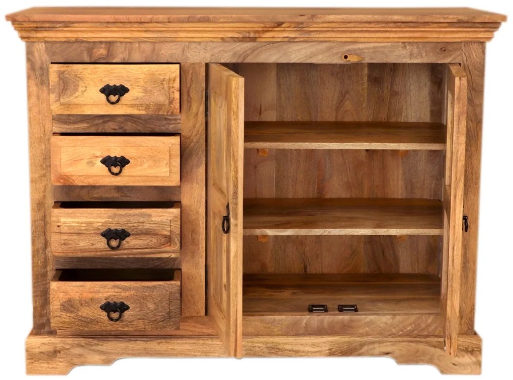 furniture-nabytek.cz - Rustikálna komoda z masívu mango 120x90x45