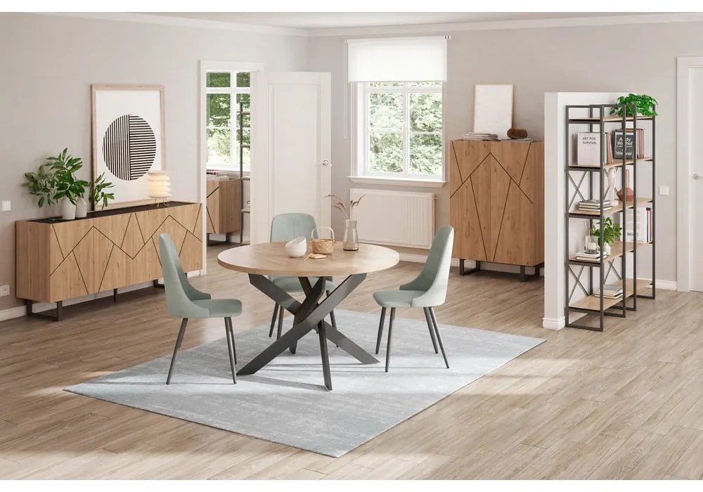 Čierny/prírodný regál v dekore duba 144x175 cm Dusan – Marckeric