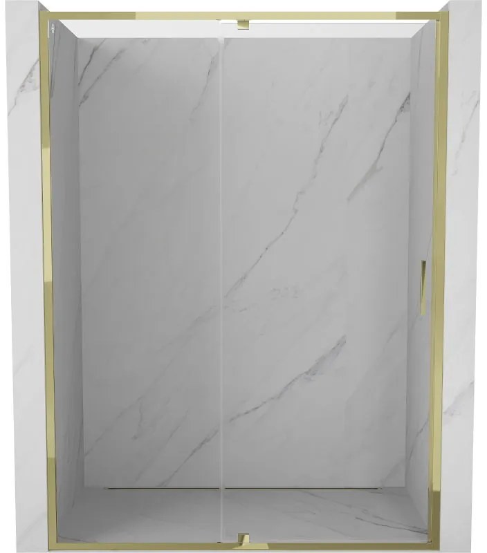 Mexen Exo, výklopné sprchové dvere 145 cm, číre sklo, zlatá, 819-145-000-50-00