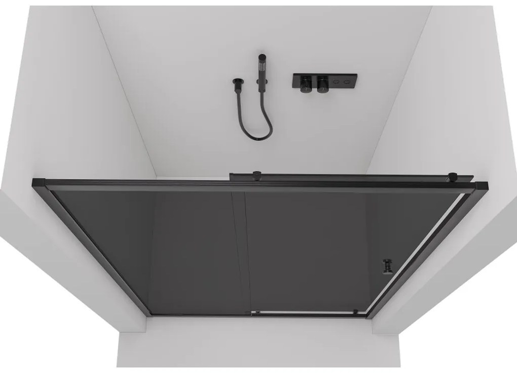 Cerano Varone, posuvné sprchové posuvné dvere 140x195 cm, 6mm šedé sklo, čierny profil, CER-CER-429538