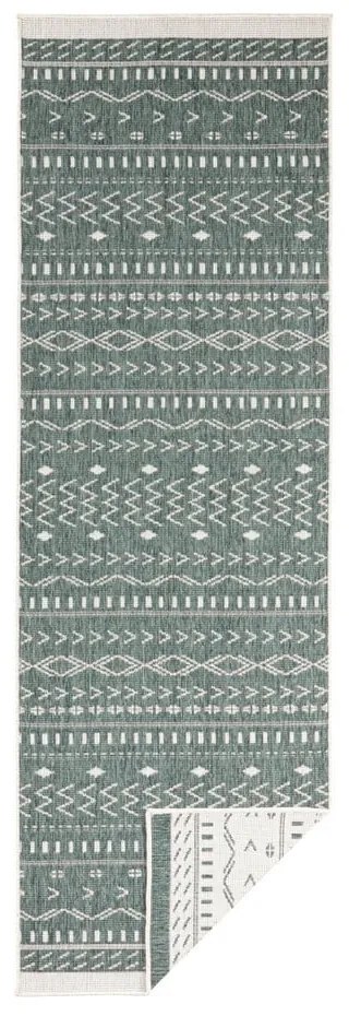 Zeleno-krémový vonkajší koberec NORTHRUGS Kuba, 80 x 350 cm