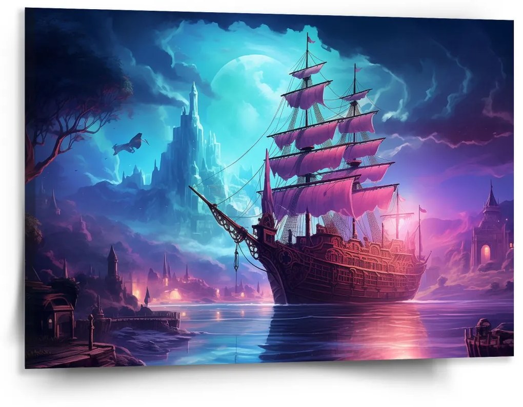 Sablio Obraz Magická plachetnica pod mesiacom - 150x110 cm