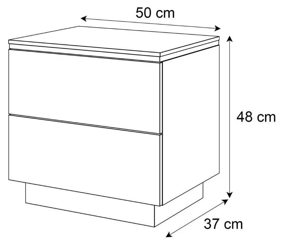 NOČNÝ STOLÍK NESSIE 2 BIELY LESK + ZLATÝ LED