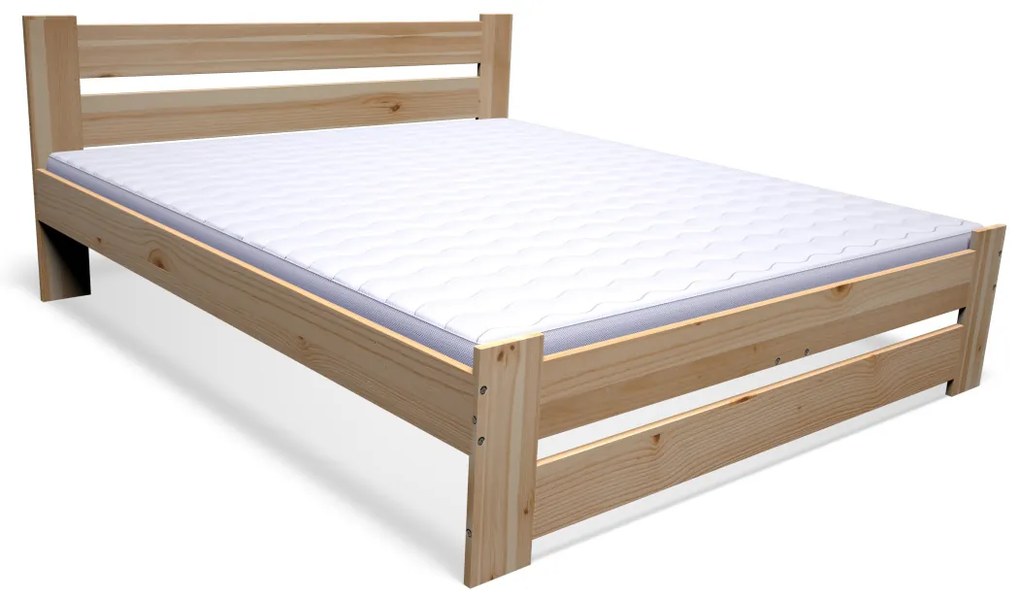 Posteľ z masívu ECOLE + rošt ZADARMO + penový matrac BOHEMIA 16 cm + rošt ZADARMO, 180x200cm,prírodná/nelakovaná