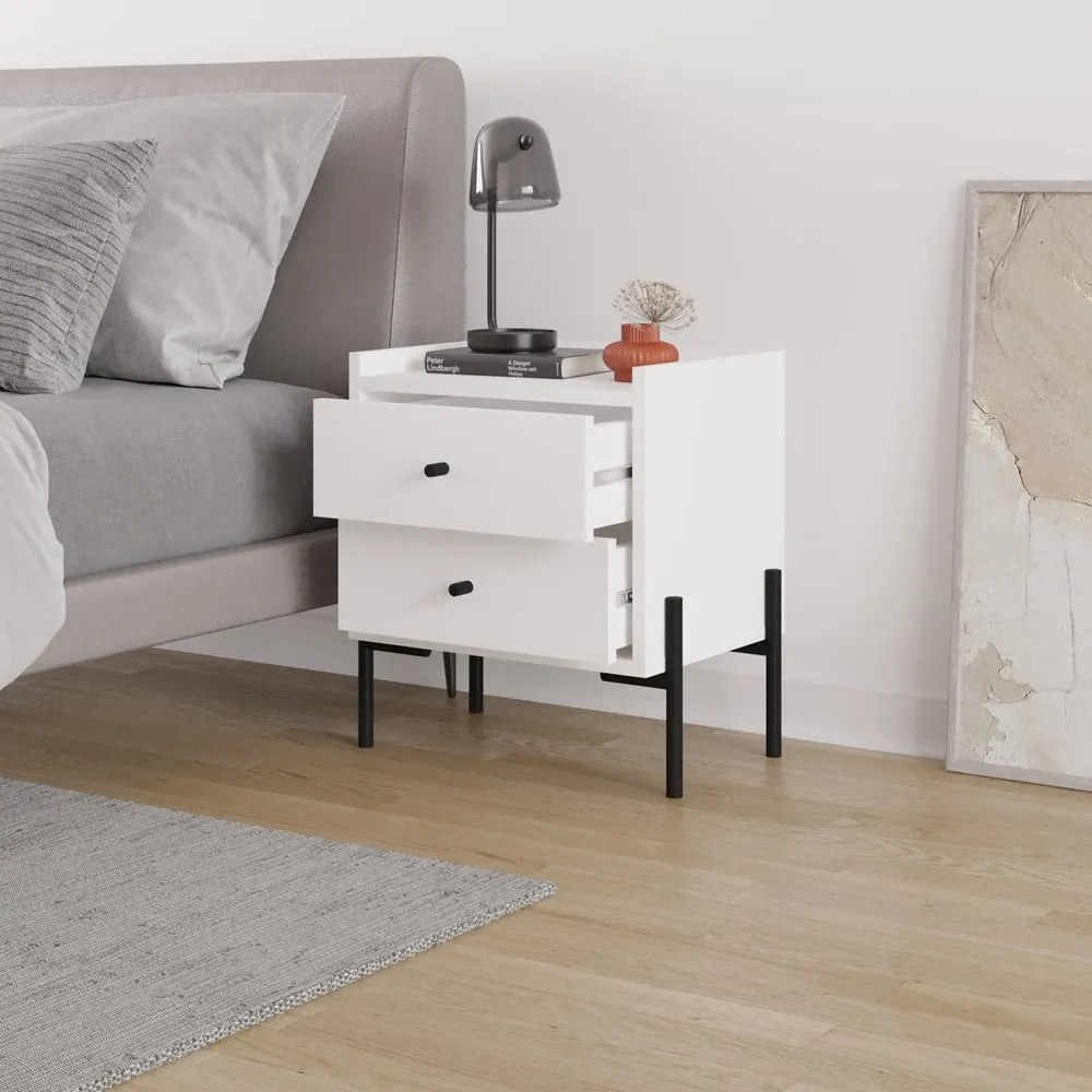 Biely nočný stolík Mayra – Marckeric