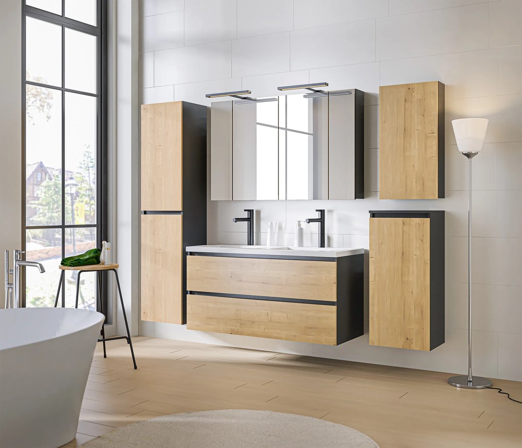 Comad Kúpeľňová skrinka závesná horná Monako Grey Oak 40 sivá/dub hamilton