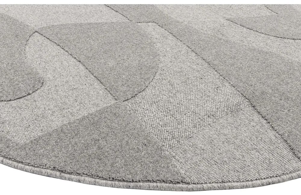 Sivý vlnený okrúhly koberec ø 200 cm Morphic Botanica – Agnella