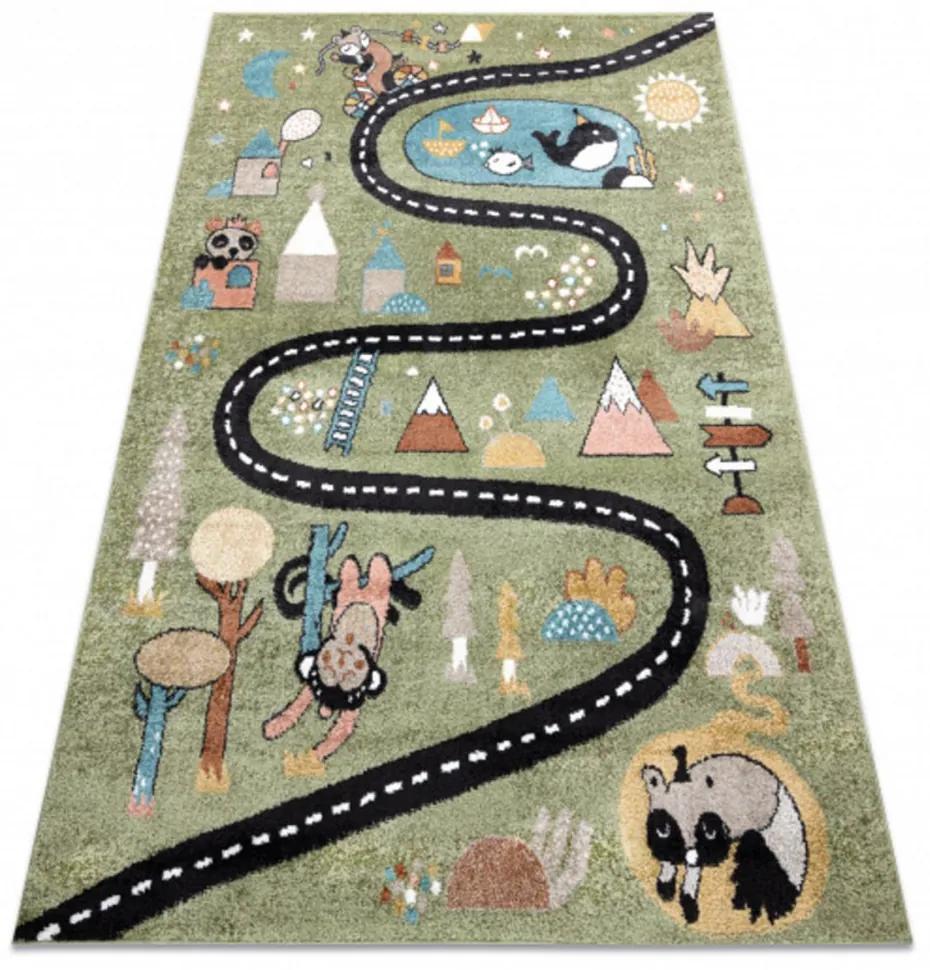 Detský kusový koberec Cesta z mesta zelený 140x190cm