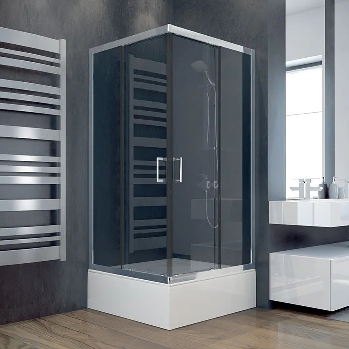 Besco Štvorcový sprchový kút MODERN SQ 80x80 (90x90), výška 165 cm - bez vaničky BESCO-Rozmery: 90x90, BESCO-Profily: profily: chróm, výplň: mat