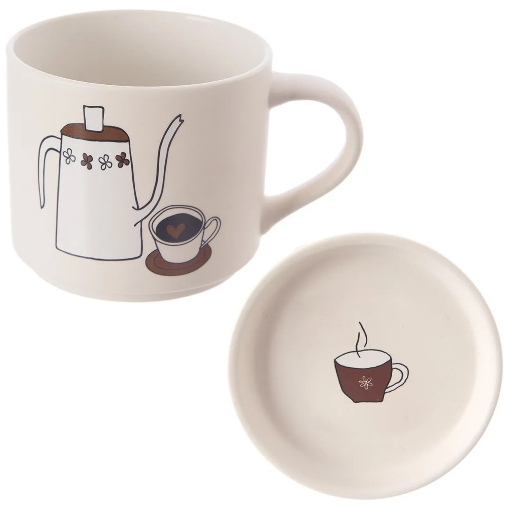 Orion Porcelánový hrnček s viečkom Káva, 0,45 l