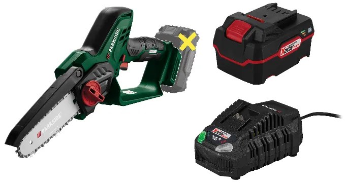 Parkside®  Aku reťazová píla 20 V Paghs C3 + Rýchlonabíjačka akumulátora 20 V/4,5 A PLG 20 C3 + Akumulátor 20 V/4 Ah PAP 20 B3  (800011838)