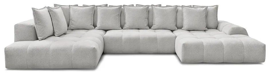 Svetlosivá ženilková rozkladacia/s úložným priestorom rohová pohovka (ľavý roh/do tvaru "U") Everest – Bobochic Paris