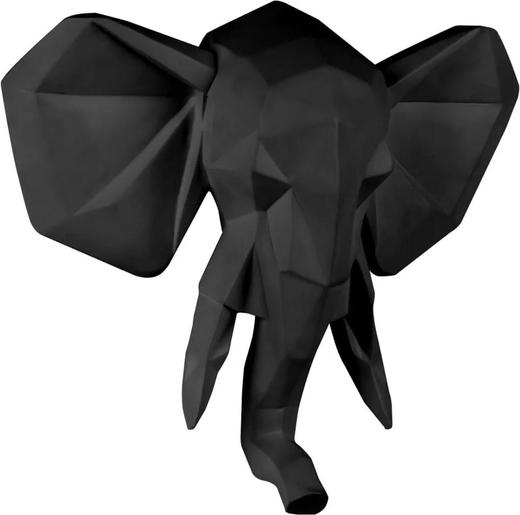 Sada 2 ks: Nástenná dekorácia Origami Elephant čierna 45 × 39,5 × 14 cm