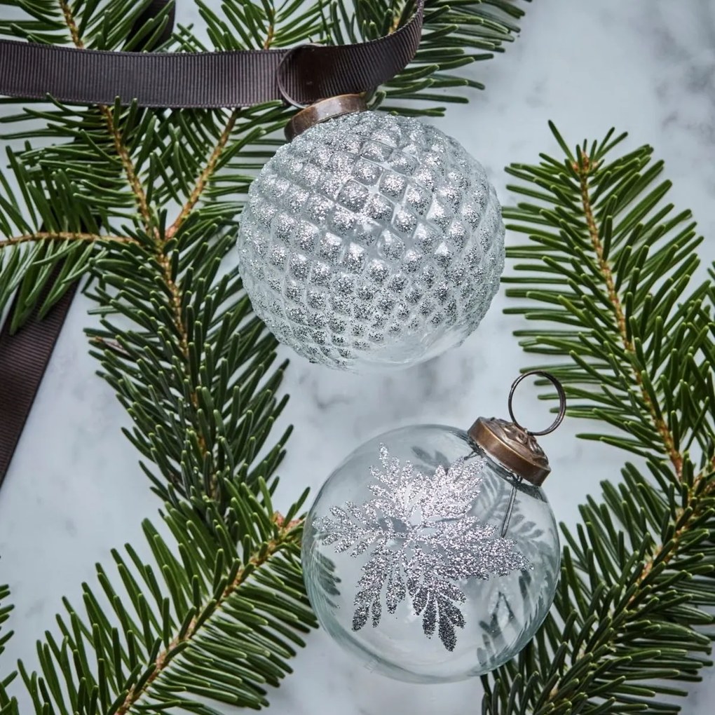 House Doctor Vianočná ozdoba Snowi Clear Silver – set 4 ks